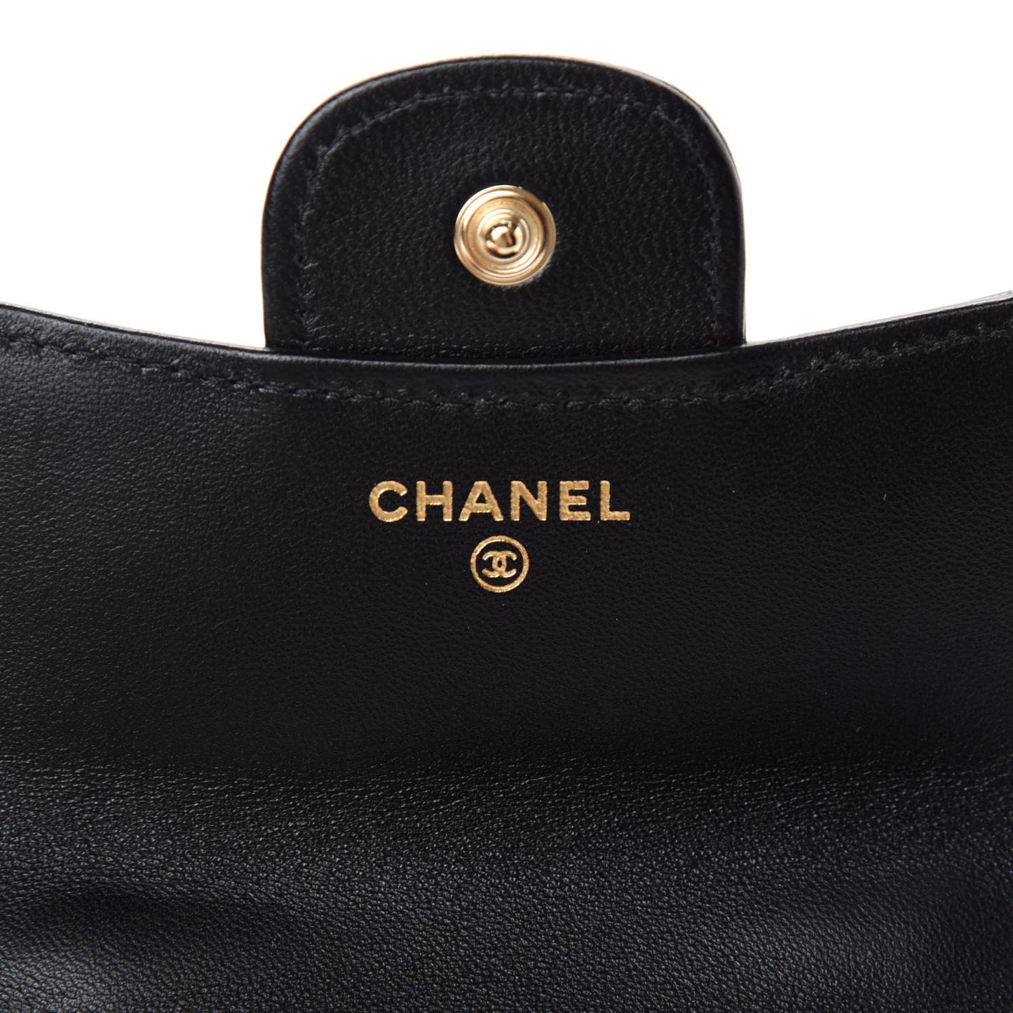 Lambskin Quilted Top Handle Flap Coin Purse With Chain Black