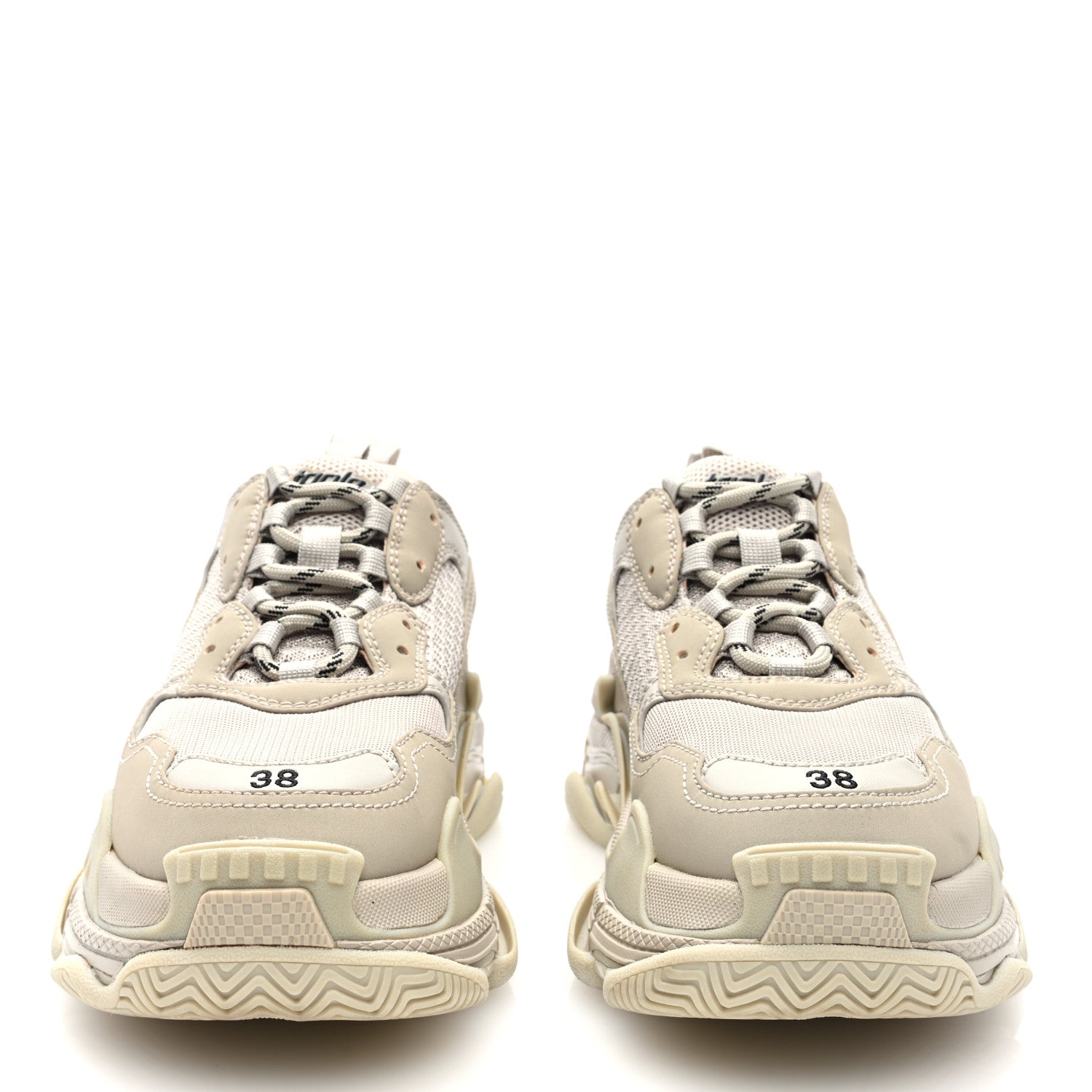 Balenciaga Fabric Mesh Womens Triple S Sneakers 38 Beige 3 of 8