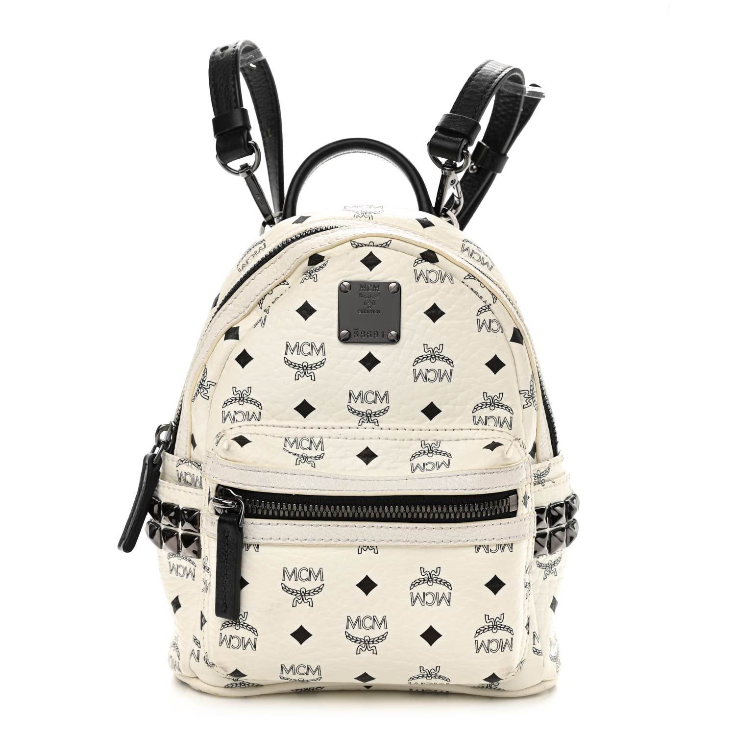 MCM Visetos Side Stud X-Mini Stark Bebe Boo Backpack White 1 of 28