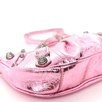 Balenciaga Metallic Agneau Arena Crystal Le Cagole Mini Purse With Chain Met Pink 8 of 10