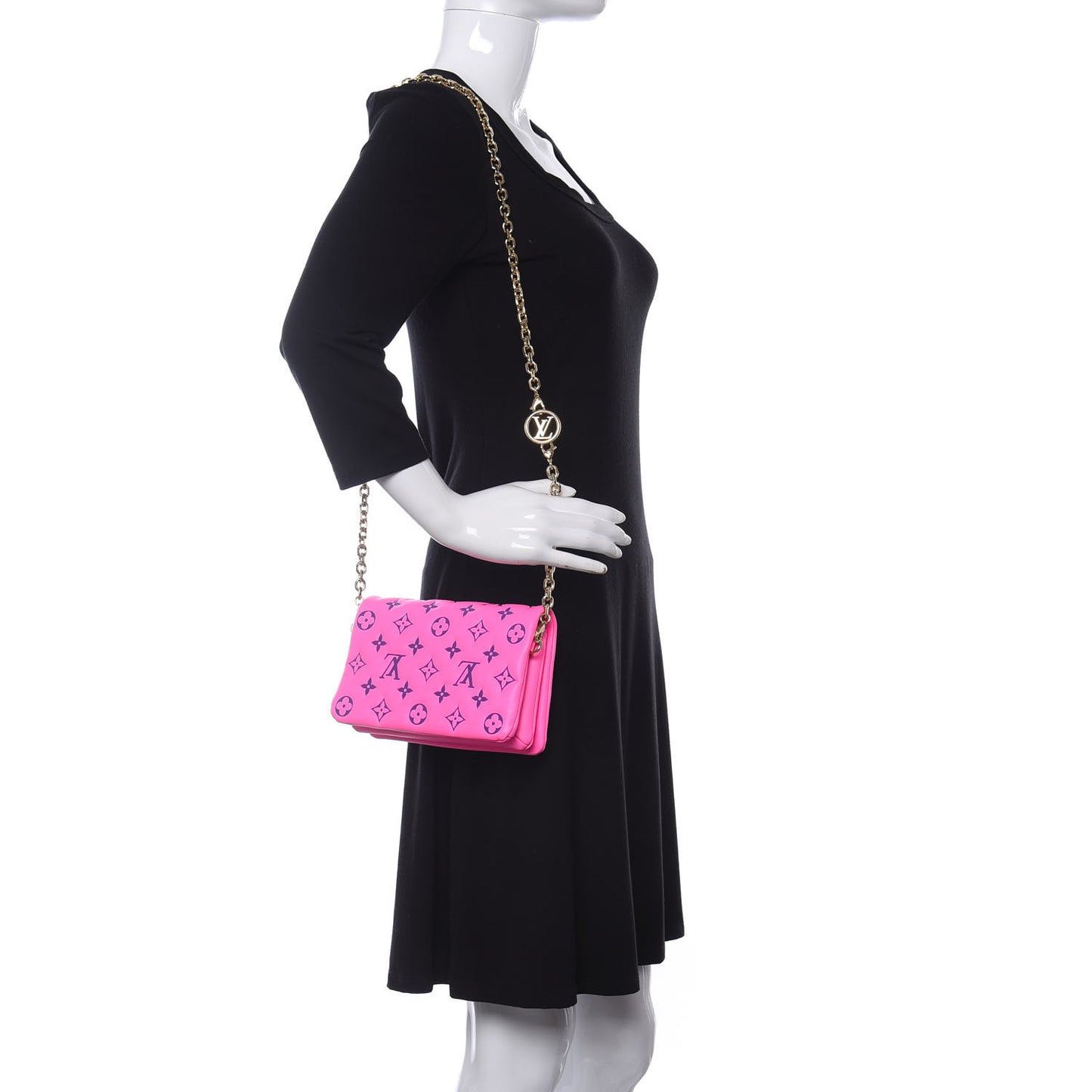 Lambskin Embossed Monogram Vuittamins Pochette Coussin Rose Violet