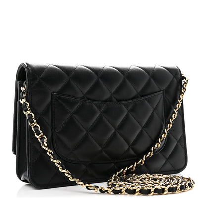 Chanel Lambskin Quilted Wallet On Chain WOC Black 2 of 10