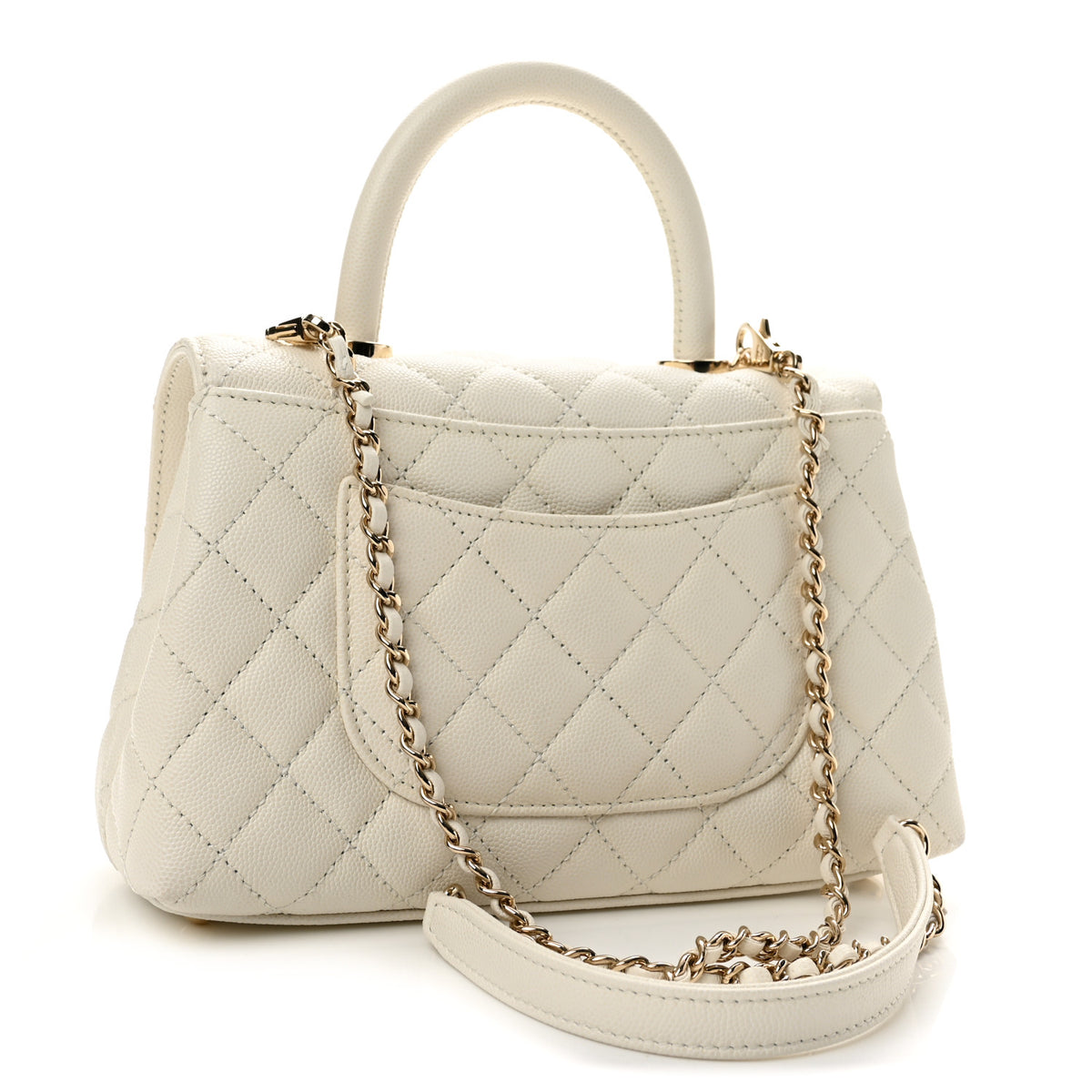 Chanel Caviar Quilted Mini Coco Handle Flap White 3 of 12