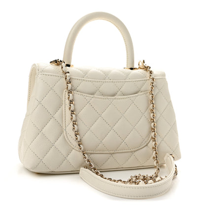 Chanel Caviar Quilted Mini Coco Handle Flap White 3 of 12