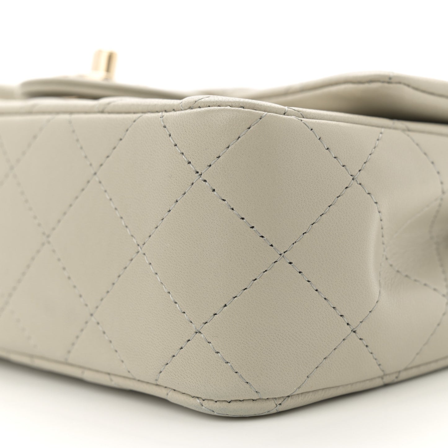 Lambskin Quilted Mini Rectangular Flap Grey