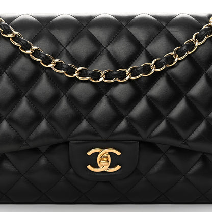 Chanel Lambskin Quilted Jumbo Double Flap Black 8 of 21