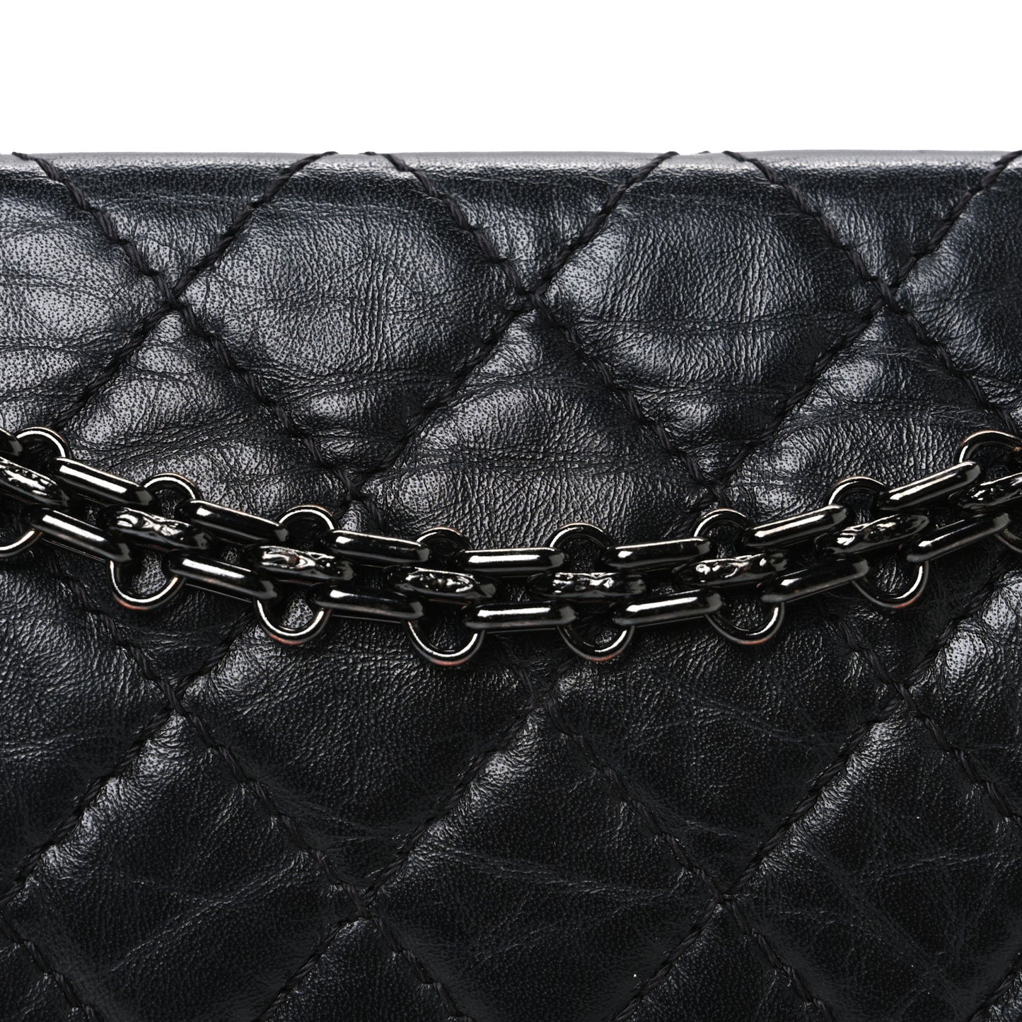 Aged Calfskin Quilted 2.55 Reissue Mini Flap So Black