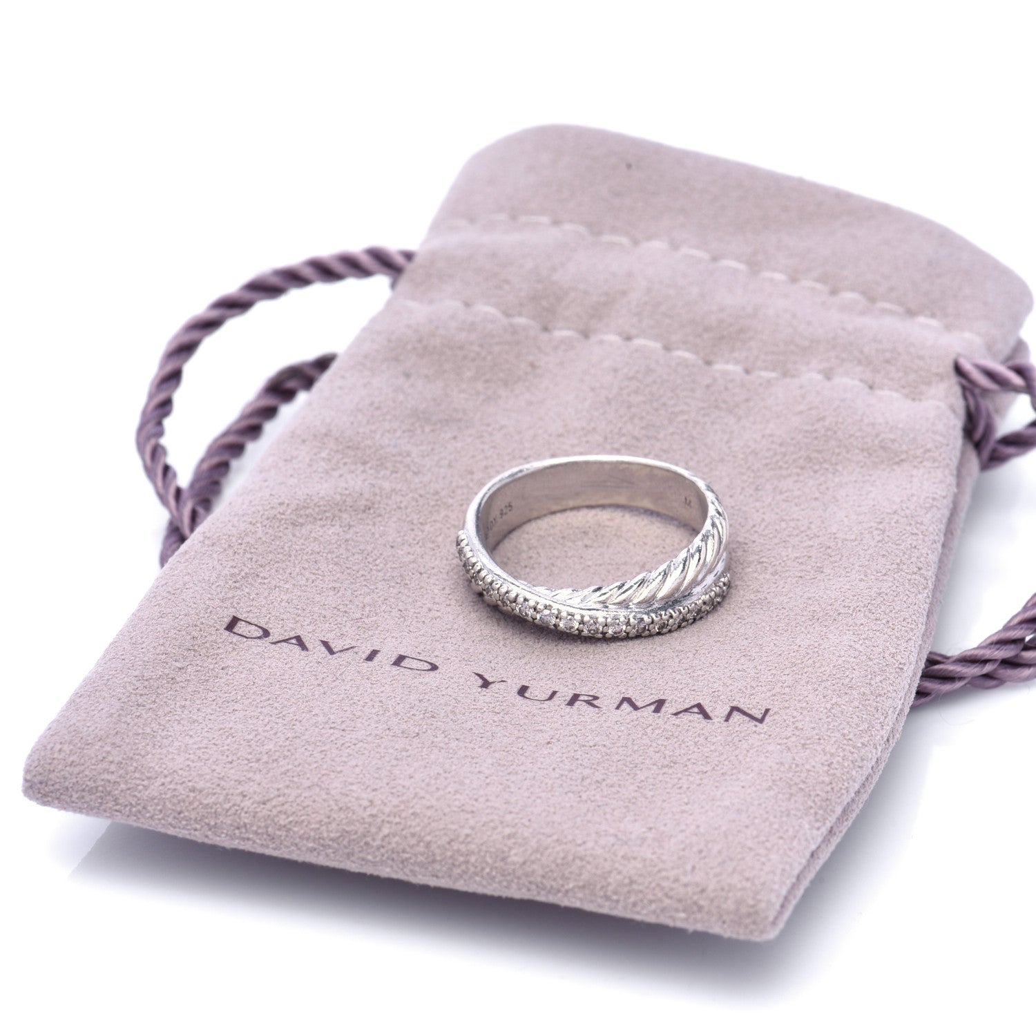 David Yurman Sterling Silver Diamond 5mm Crossover Ring 52 6 7 of 7