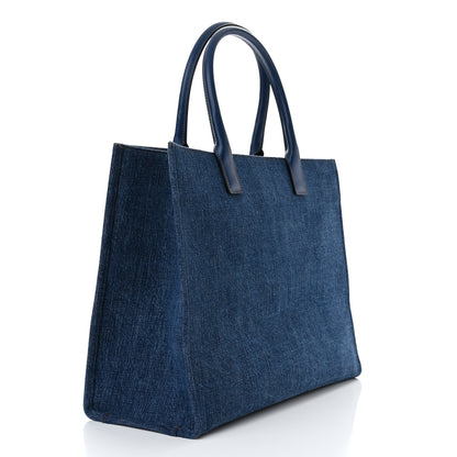 Versace Denim Calfskin La Medusa Tote Bag Blue 3 of 10