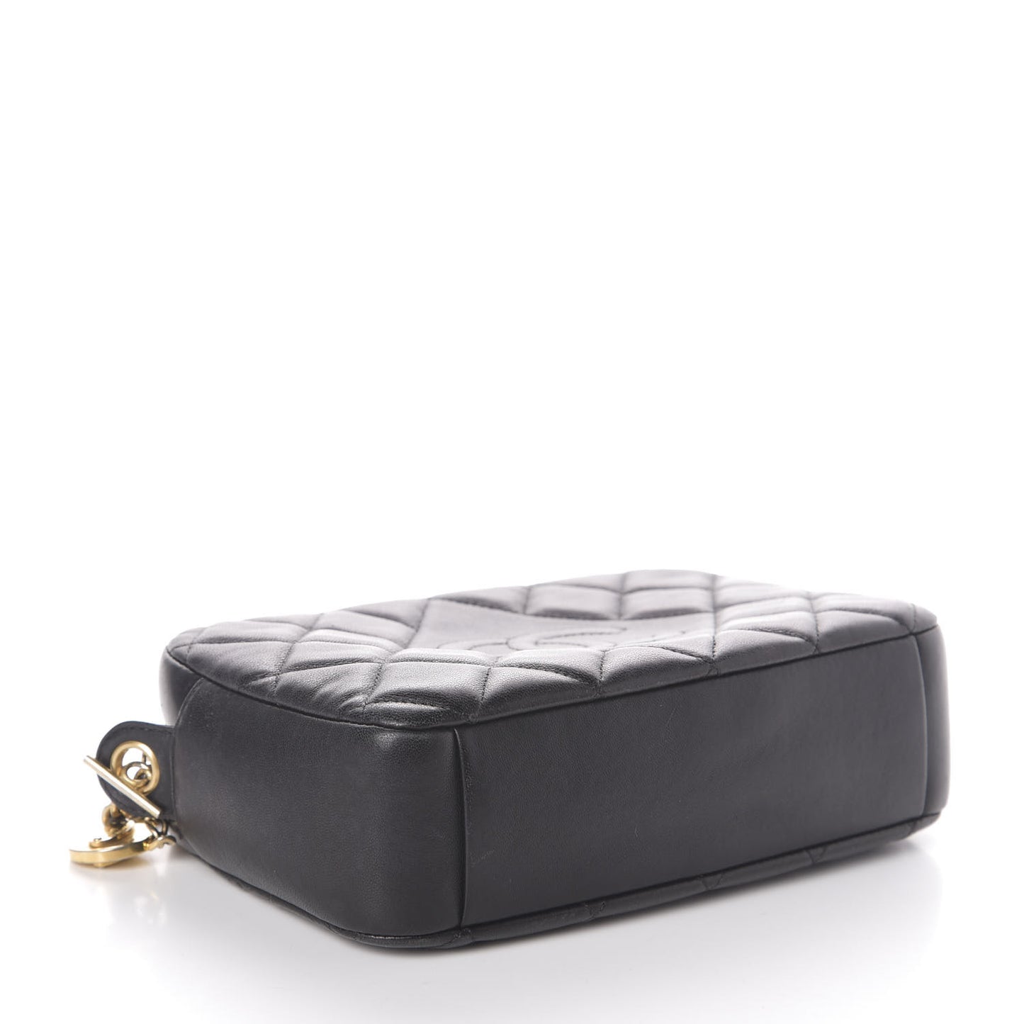 Lambskin Quilted Small Diamond CC Camera Case Black