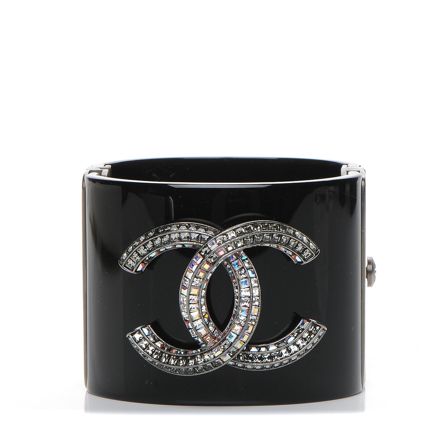 Resin Crystal Baguette CC Wide Cuff Black