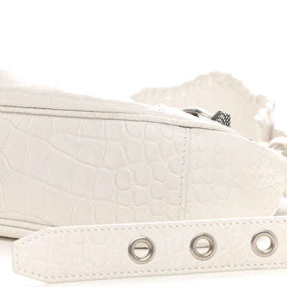 Balenciaga Extra Supple Calfskin Crocodile Embossed Le Cagole Shoulder Bag XS White 9 of 14