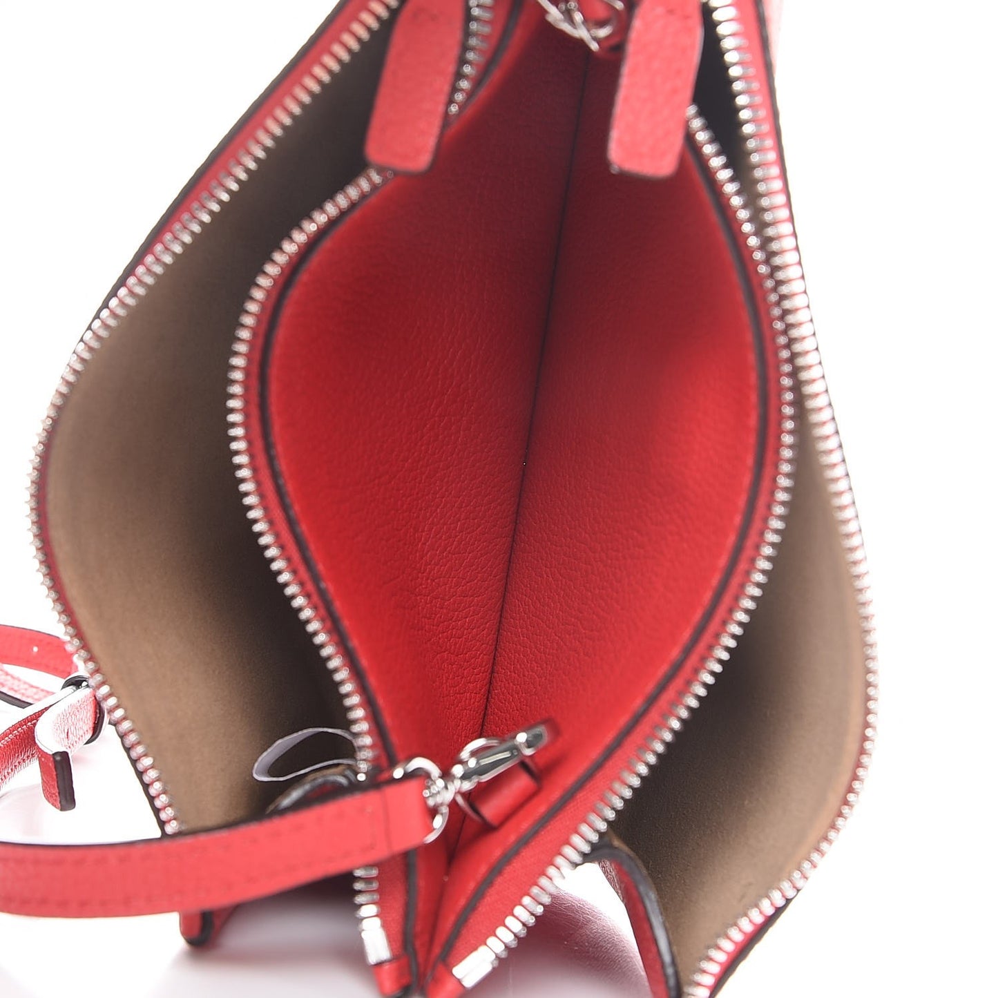Grained Calfskin Milla Double Crossbody Bag Ruby Red