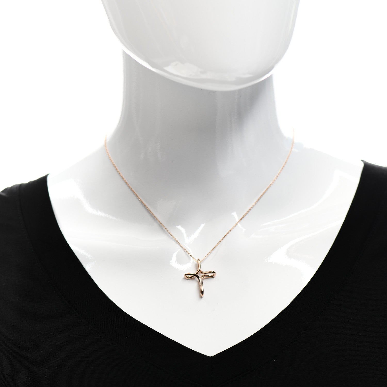 Tiffany 18K Rose Gold Elsa Peretti Infinity Cross Pendant Necklace 2 of 5