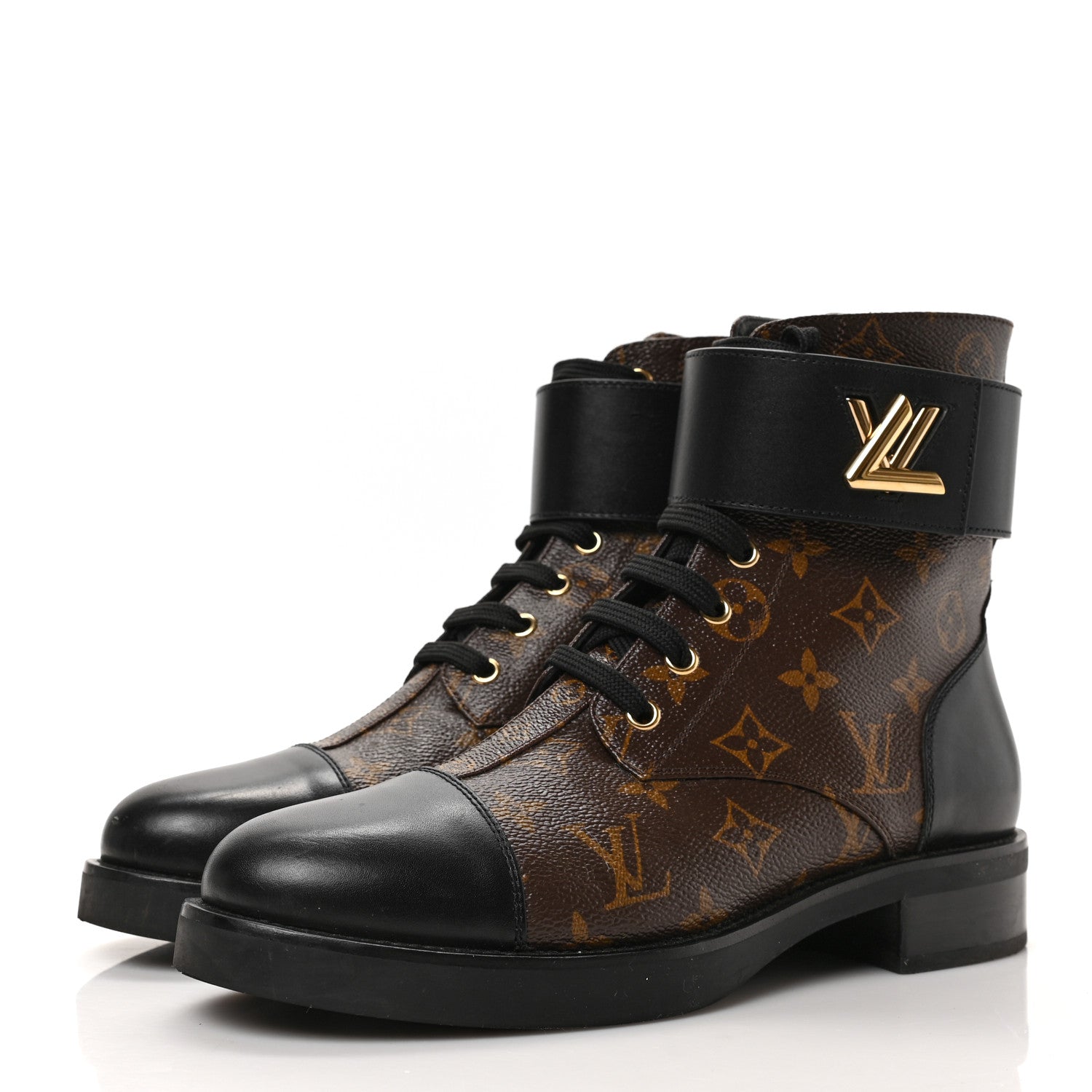 Louis Vuitton Calfskin Monogram Wonderland Flat Ranger Boots 40 Black 2 of 7