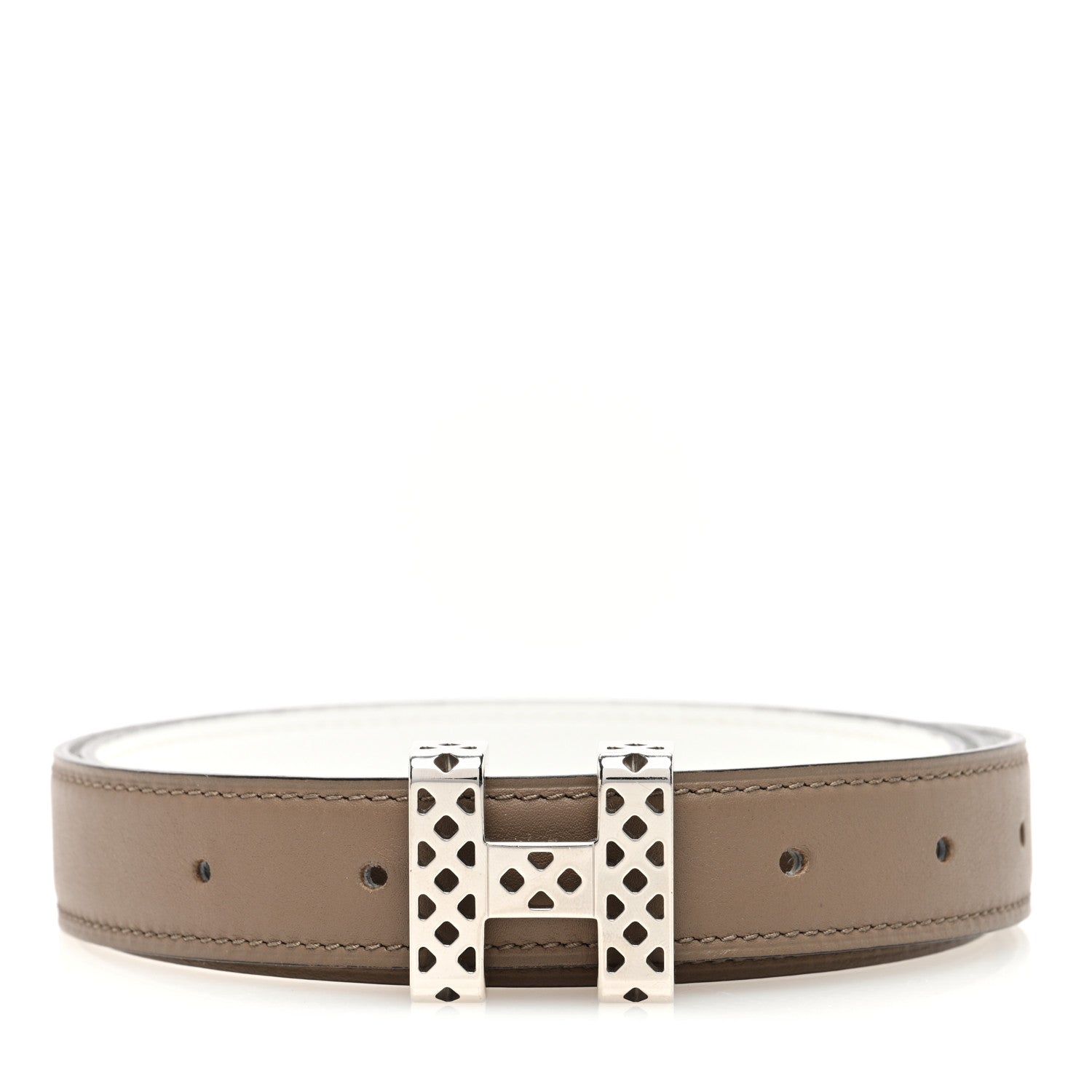 Hermes Swift Epsom 24mm Garden Party H Belt 80 32 Etoupe White 1 of 5