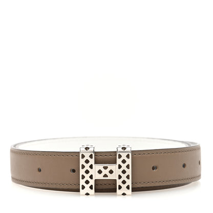 Hermes Swift Epsom 24mm Garden Party H Belt 80 32 Etoupe White 1 of 5