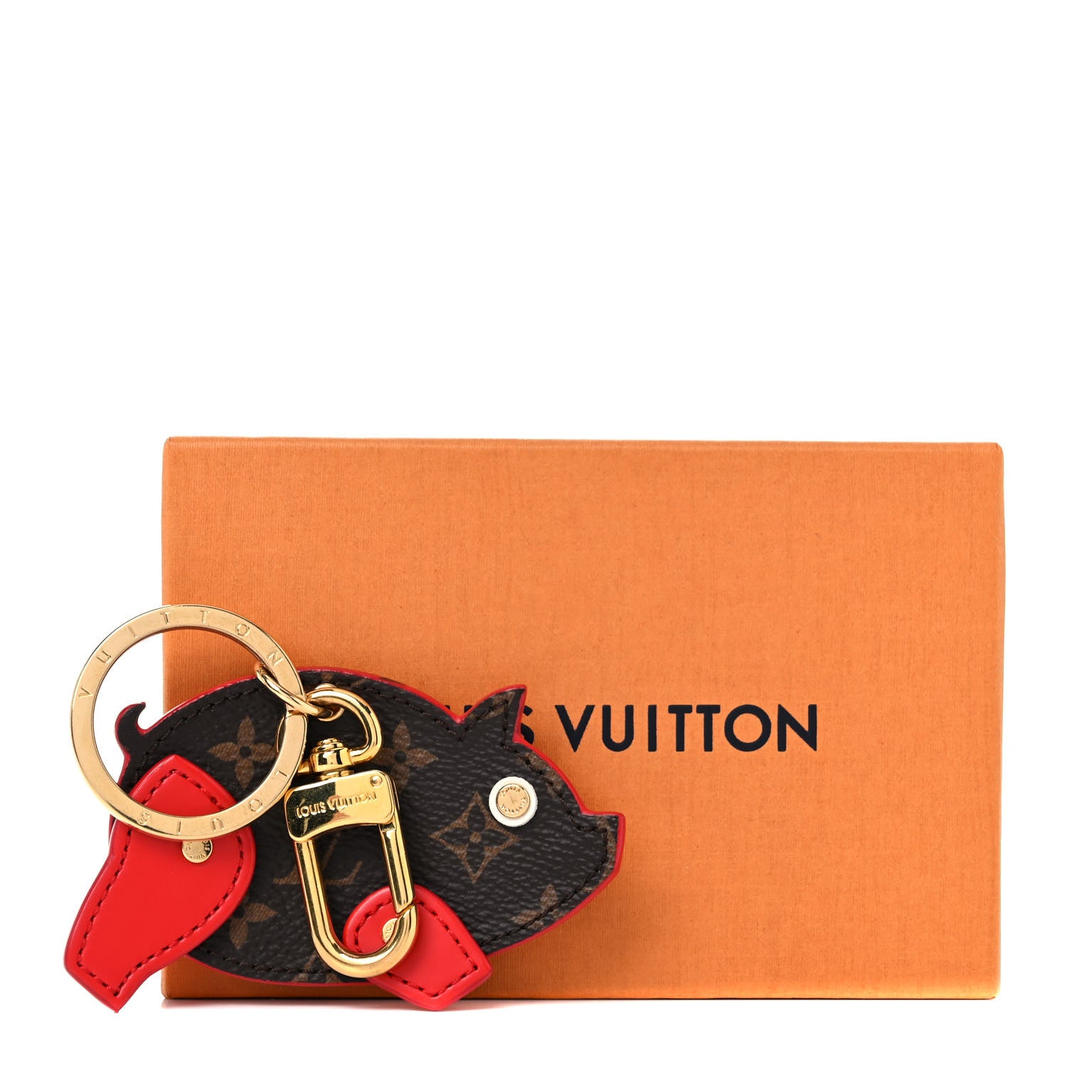 Louis Vuitton Calfskin Monogram Pig Bag Charm Key Holder Rouge 6 of 6