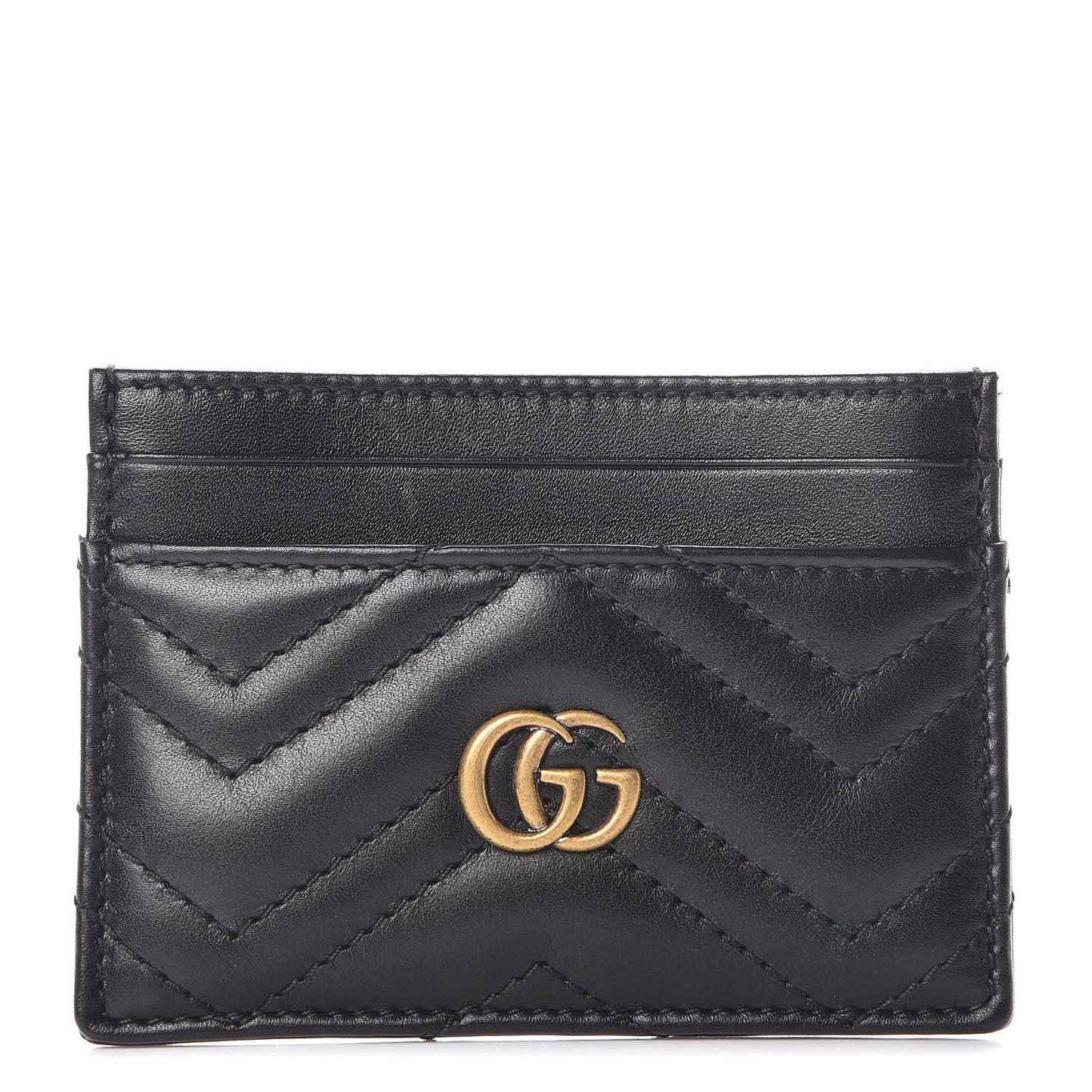 Calfskin Matelasse GG Marmont Card Holder Black