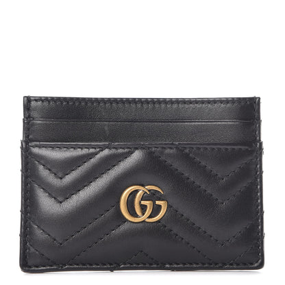 Gucci Calfskin Matelasse GG Marmont Card Holder Black 1 of 7