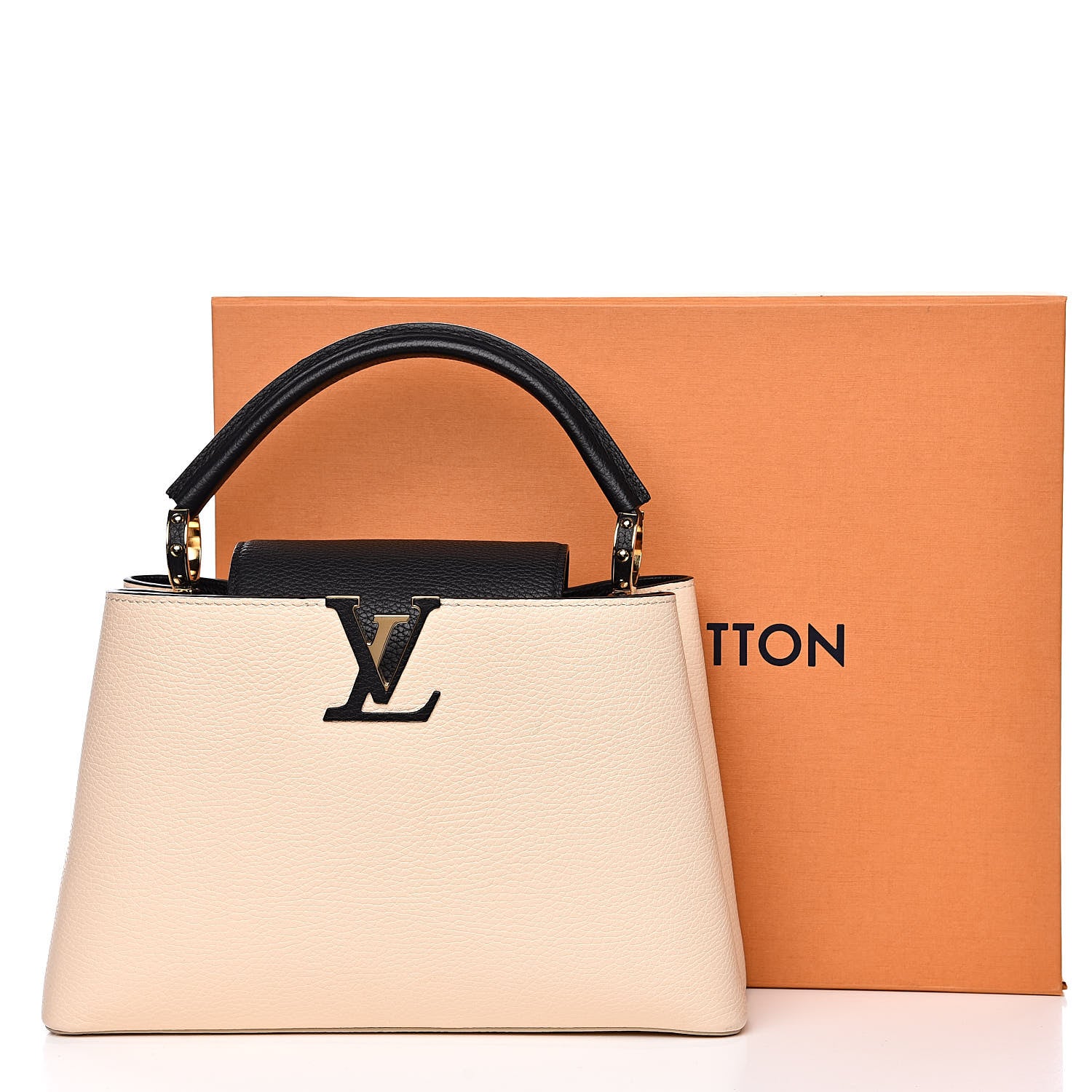 Louis Vuitton Taurillon Capucines PM Creme Black 10 of 10