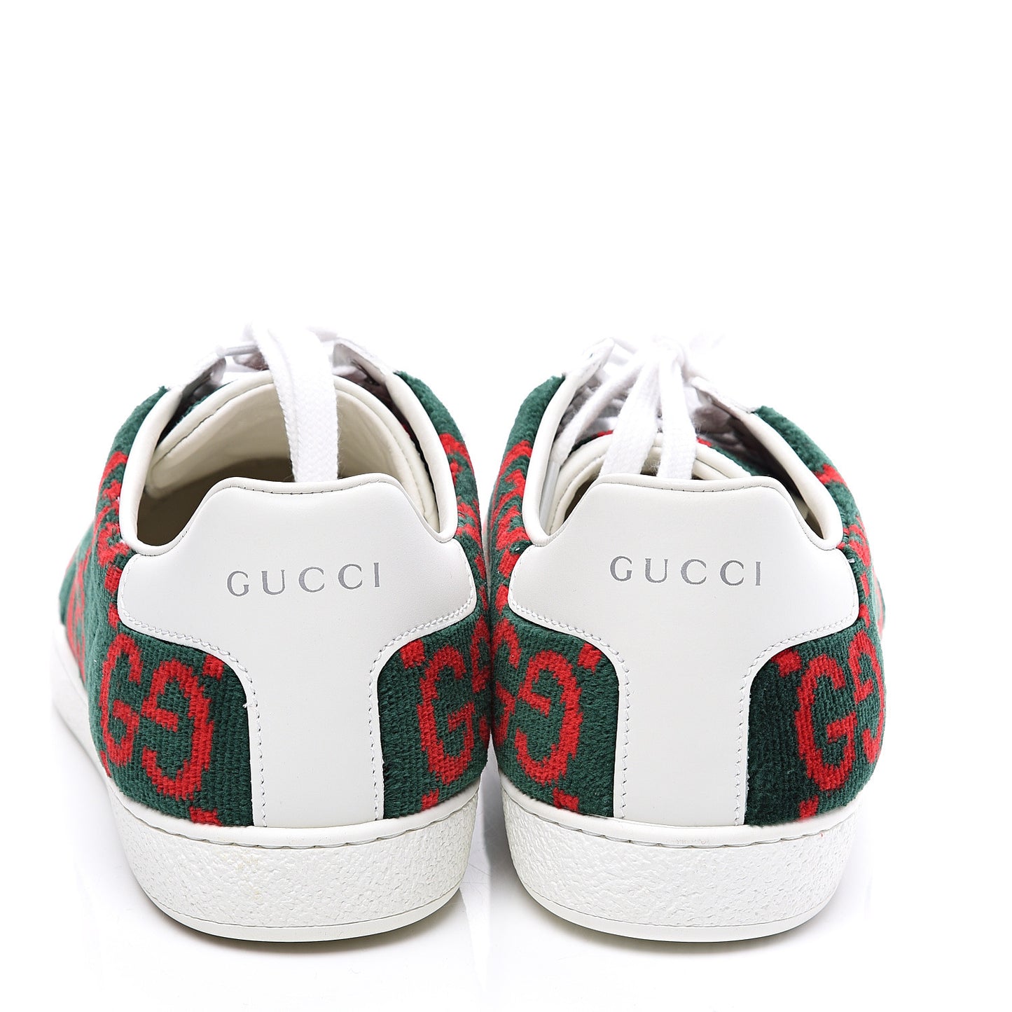 Terry Cloth GG Monogram Web Womens Ace Sneakers 39 Green Red