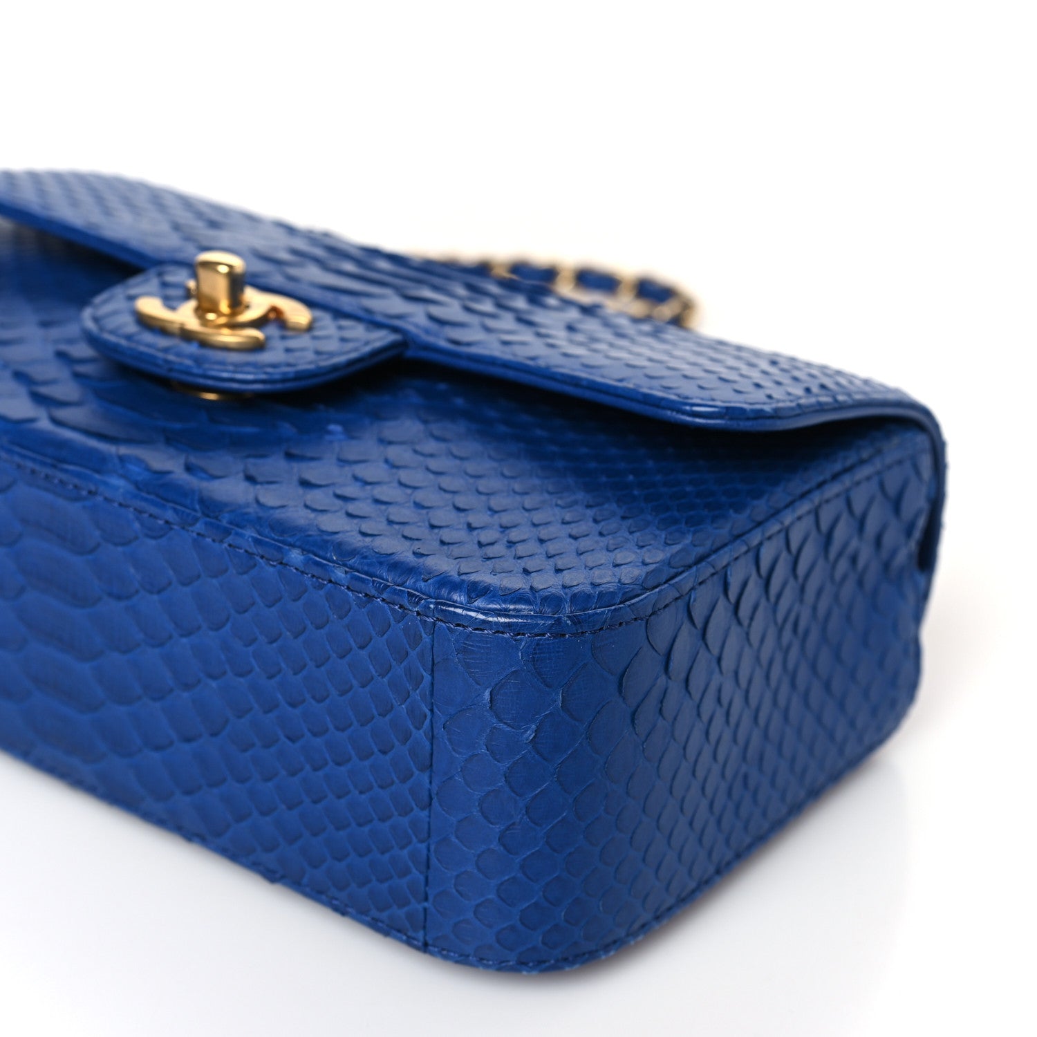 Chanel Snakeskin Mini Rectangular Flap Blue 9 of 9