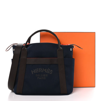 Hermes Toile Sac De Pansage Groom Bleu Navy Feu 11 of 11