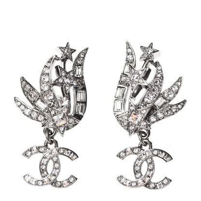 Chanel Crystal CC Star Earrings Silver 1 of 5
