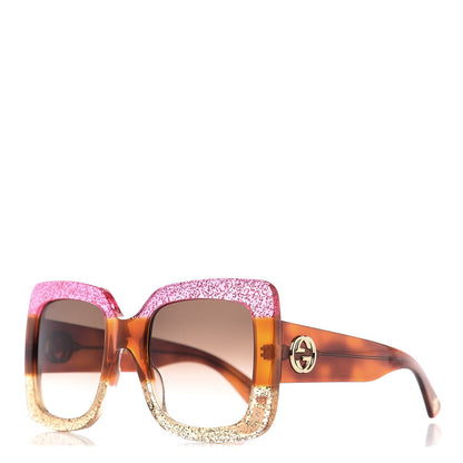 Gucci Square Frame GG0083S Sunglasses Glitter Pink Multi 1 of 6