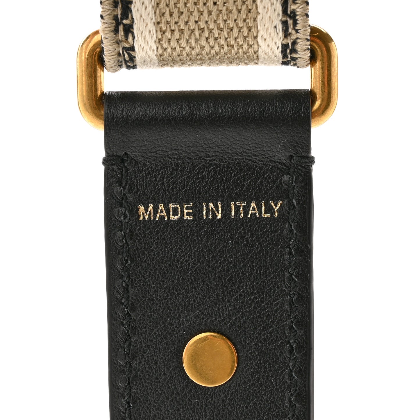 Canvas Embroidered Shoulder Strap Black Ecru
