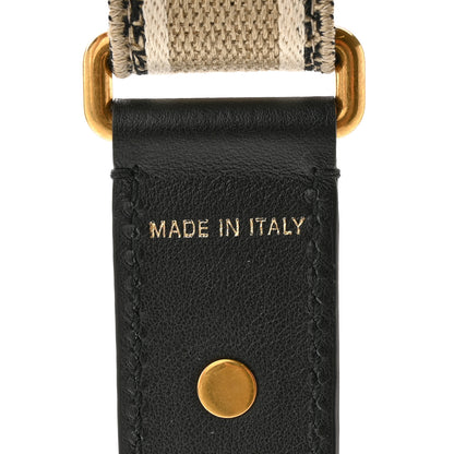 Christian Dior Canvas Embroidered Shoulder Strap Black Ecru 3 of 7