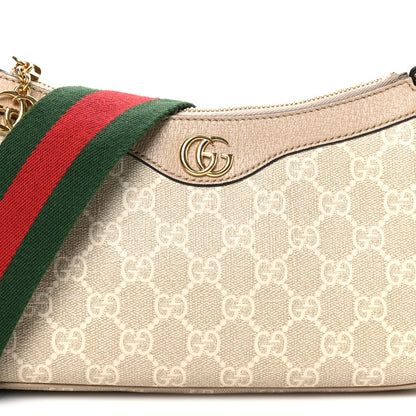 Gucci GG Supreme Monogram Textured Dollar Calfskin Web Small Ophidia GG Handbag Beige Mystic White Oatmeal 8 of 10