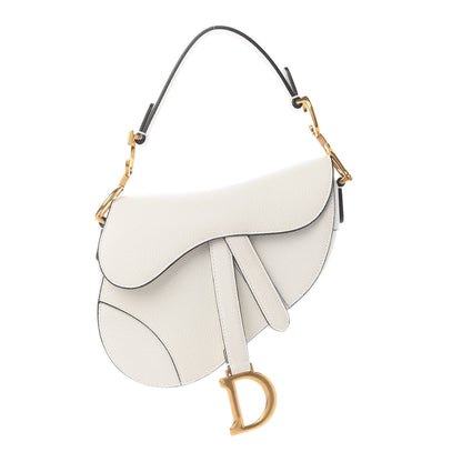 Christian Dior Grained Calfskin Mini Saddle Bag White 1 of 12
