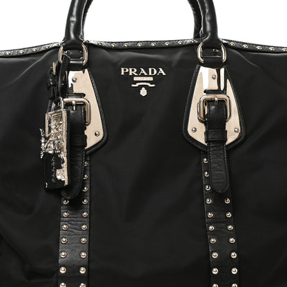 Prada Nylon Saffiano Studded Large Trunk Bag  Black 7 of 9
