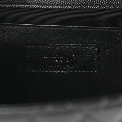 Saint Laurent Grain De Poudre Textured Mixed Matelasse Triquilt Medium Monogram Satchel Black 6 of 8