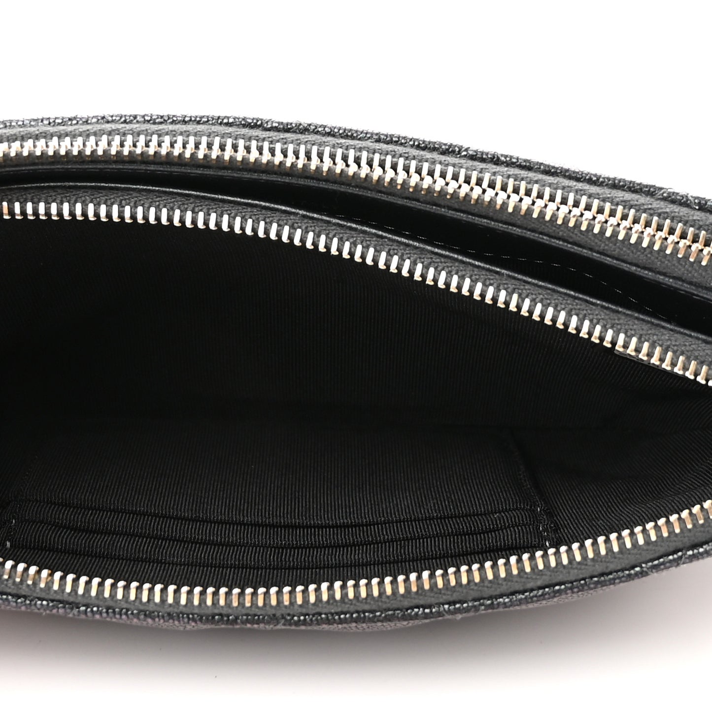 Iridescent Caviar Quilted Small Clutch With Chain Black