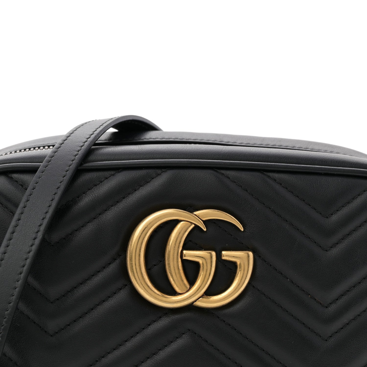 Gucci Calfskin Matelasse Small GG Marmont Chain Shoulder Bag Black 8 of 11