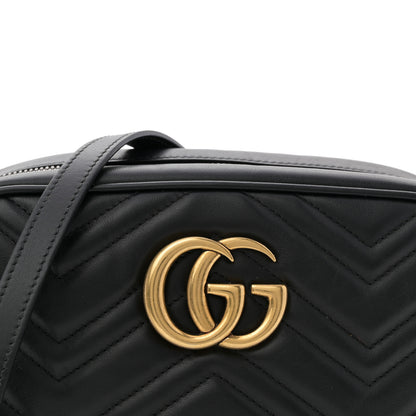 Gucci Calfskin Matelasse Small GG Marmont Chain Shoulder Bag Black 8 of 11