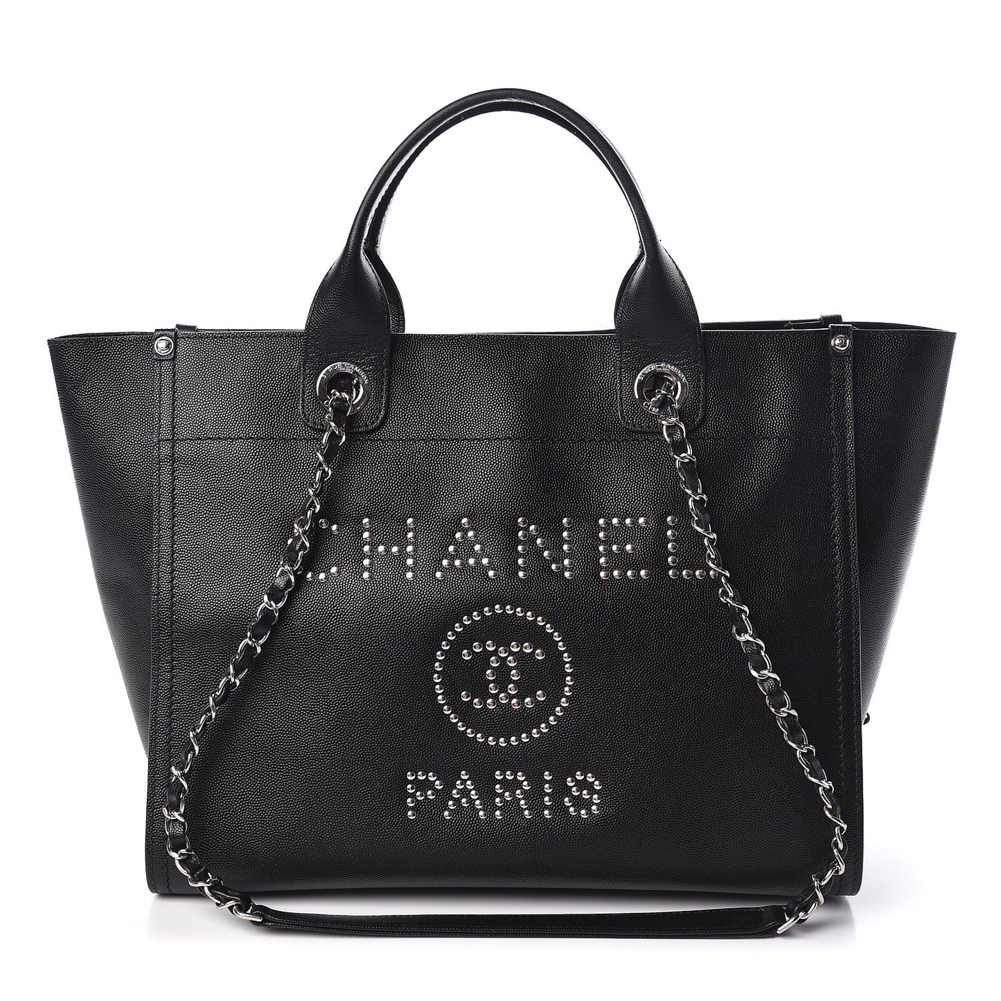 Caviar Small Studded Deauville Tote Black