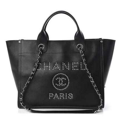 Chanel Caviar Small Studded Deauville Tote Black 1 of 15