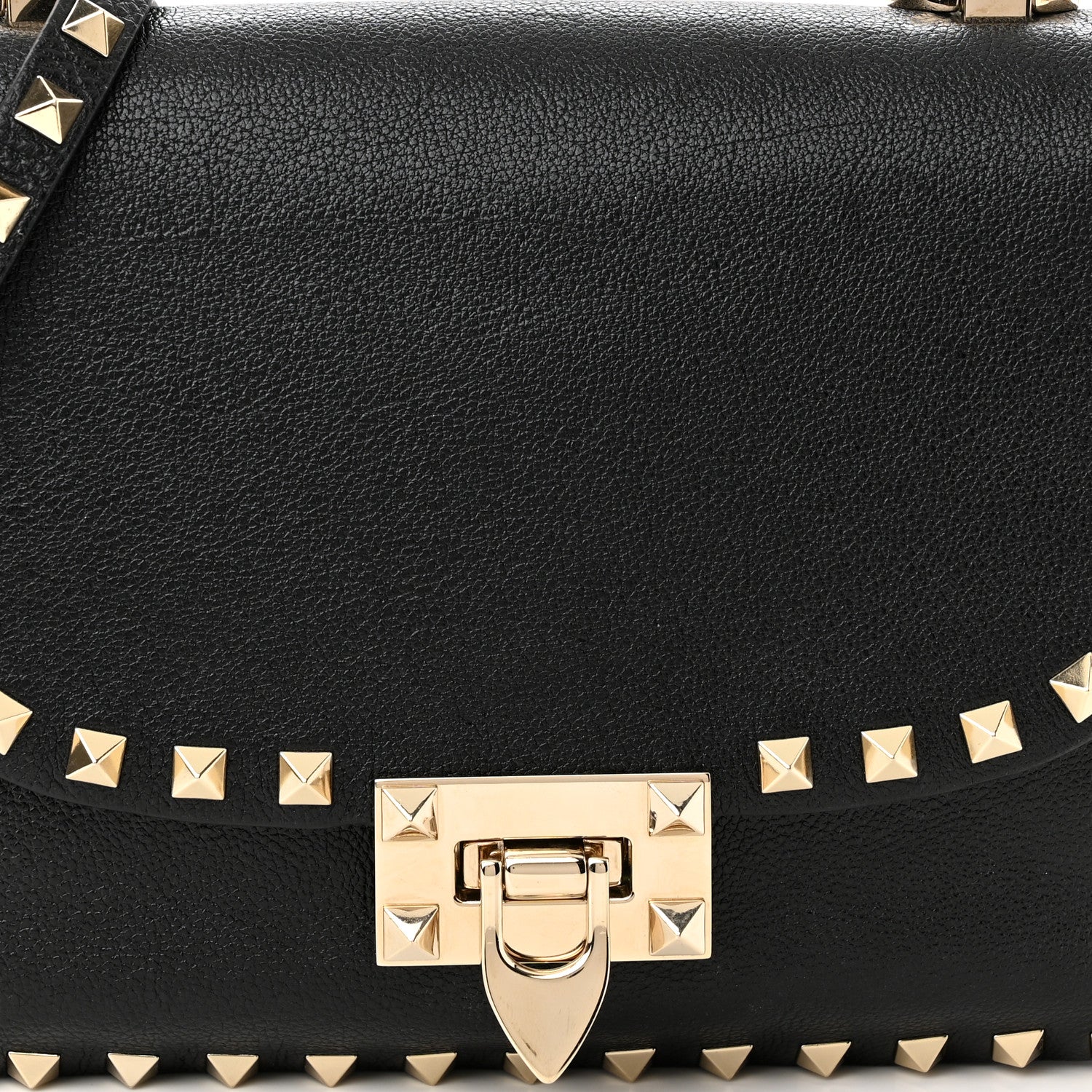 Valentino Garavani Pebbled Calfskin Small Rockstud Flap Crossbody Bag Black 6 of 9