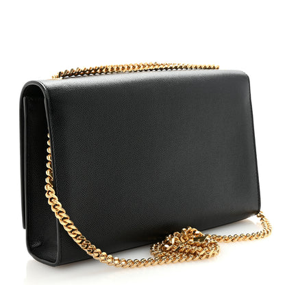 Saint Laurent Grain De Poudre Medium Classic Monogram Kate Satchel Black 3 of 9