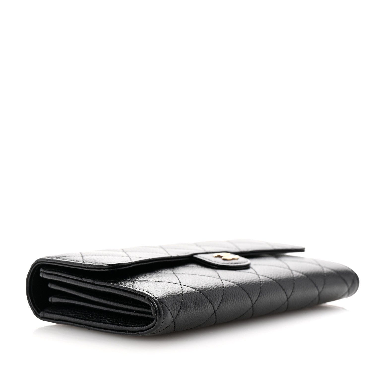 Chanel Caviar Quilted Large Gusset Flap Wallet Black 4 of 8