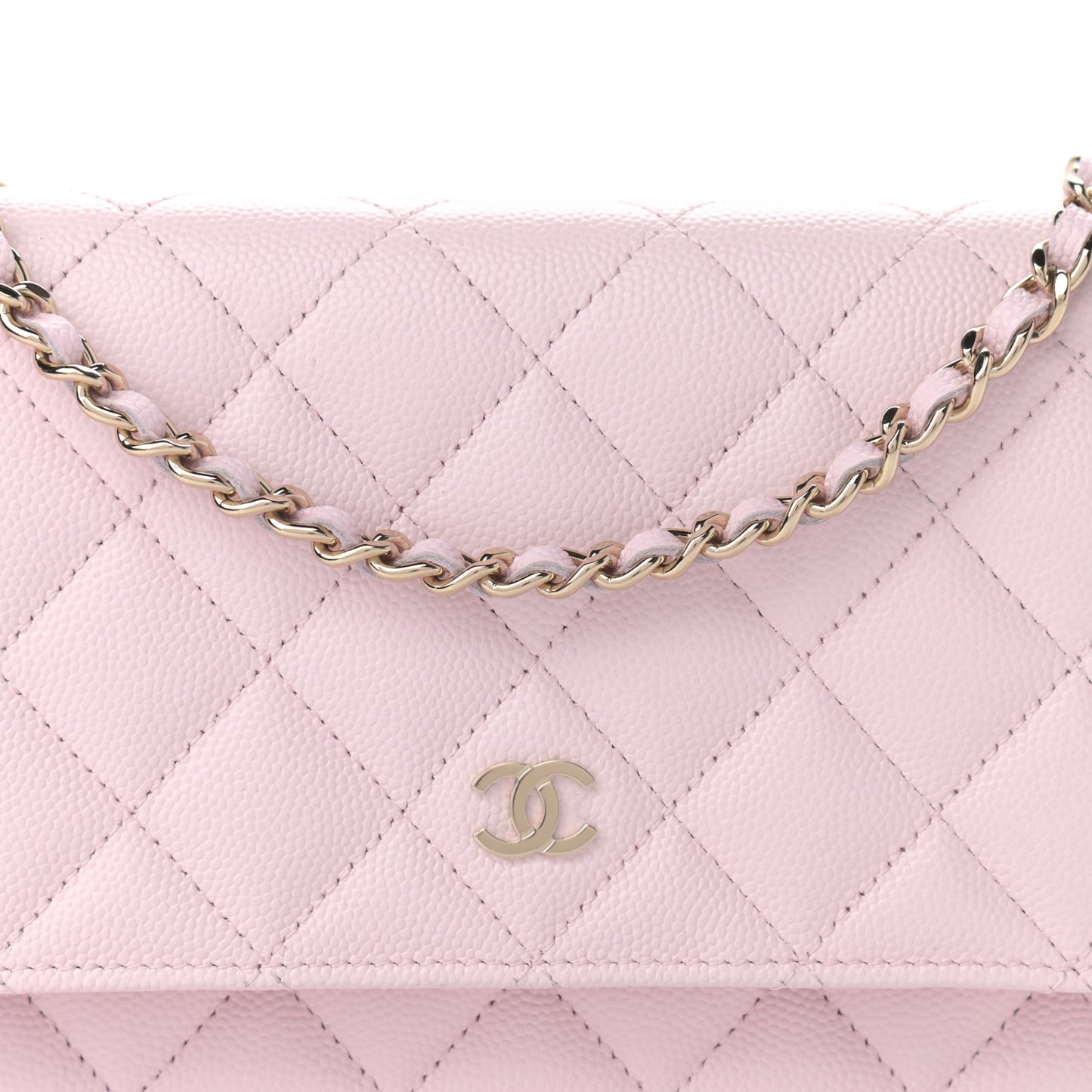 Caviar Quilted Wallet On Chain WOC Light Pink