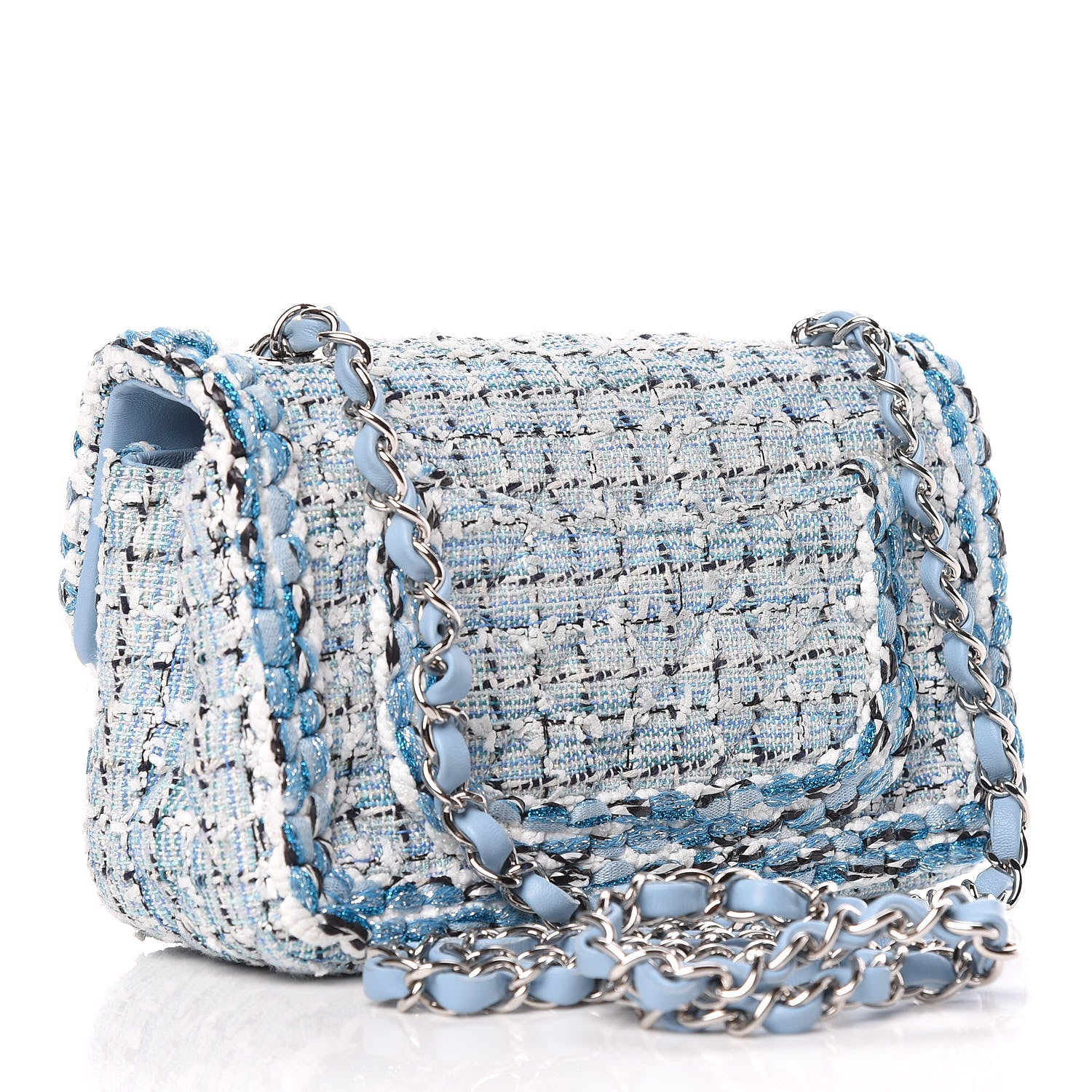 Chanel Tweed Braid Mini Flap Blue White Navy 3 of 11