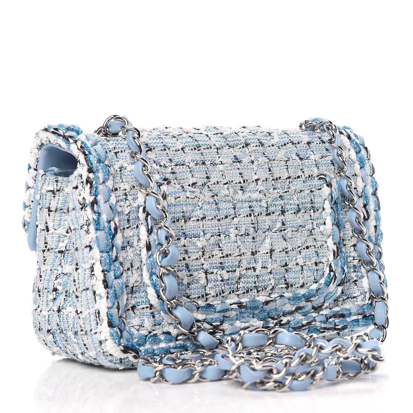 Tweed Braid Mini Flap Blue White Navy
