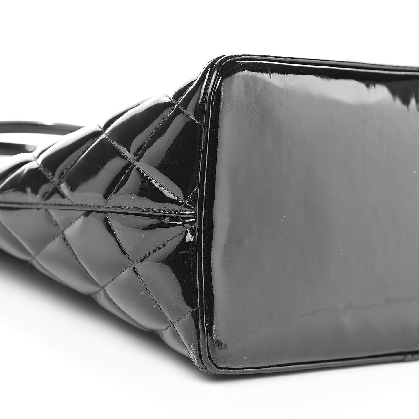 Patent Quilted Medallion Tote Black