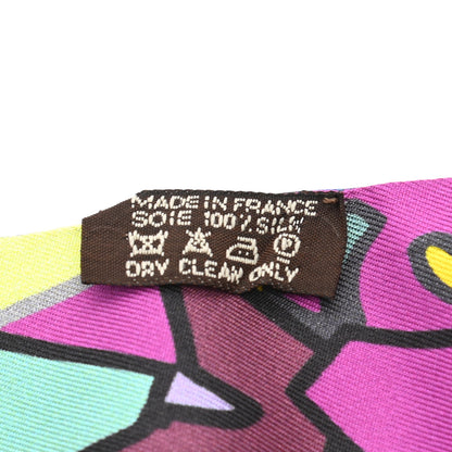 Hermes Silk Graff Graffiti Twilly Fuchsia Kaki Jaune 4 of 6