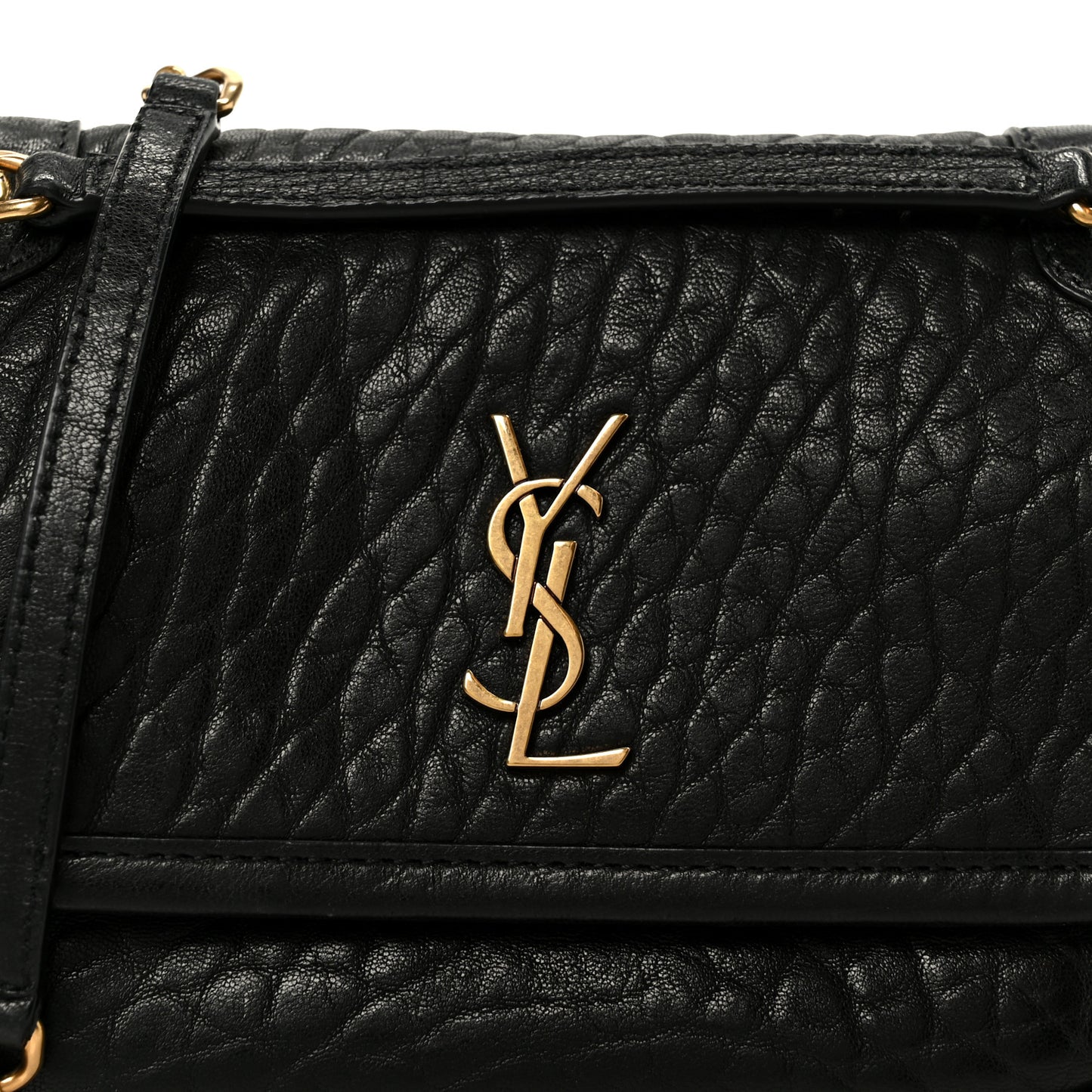 Grained Lambskin Monogram Mini Niki Chain Satchel Black